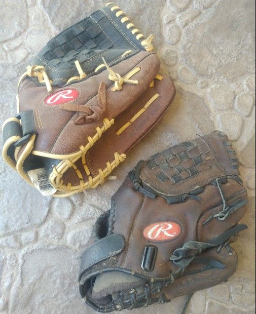 2 RAWLINGS GLOVES CATCH LEFT THROW RITE