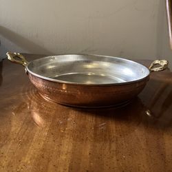 Brand New Copper Pan with Brass Handles and Tin Lining