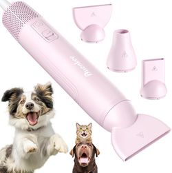 Dog Blow Dryer for Pet Grooming Handheld Lightweight Dog Cat Hair Dryer 3 Speeds 4 Temp Portable 3HP High Velocity Quiet Dryer with 3 nozzles