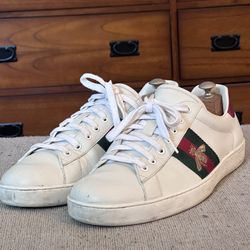 Gucci Ace Embroidered  Bee Men’s White White Leather Sneakers Size 12