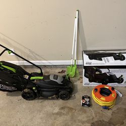 Garden Mower With 100ft Cable, Yard Shovel And Rake