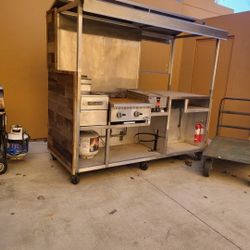 Mobile Food Cart, Deep Fryer, Mini Fridge And Grill Included.