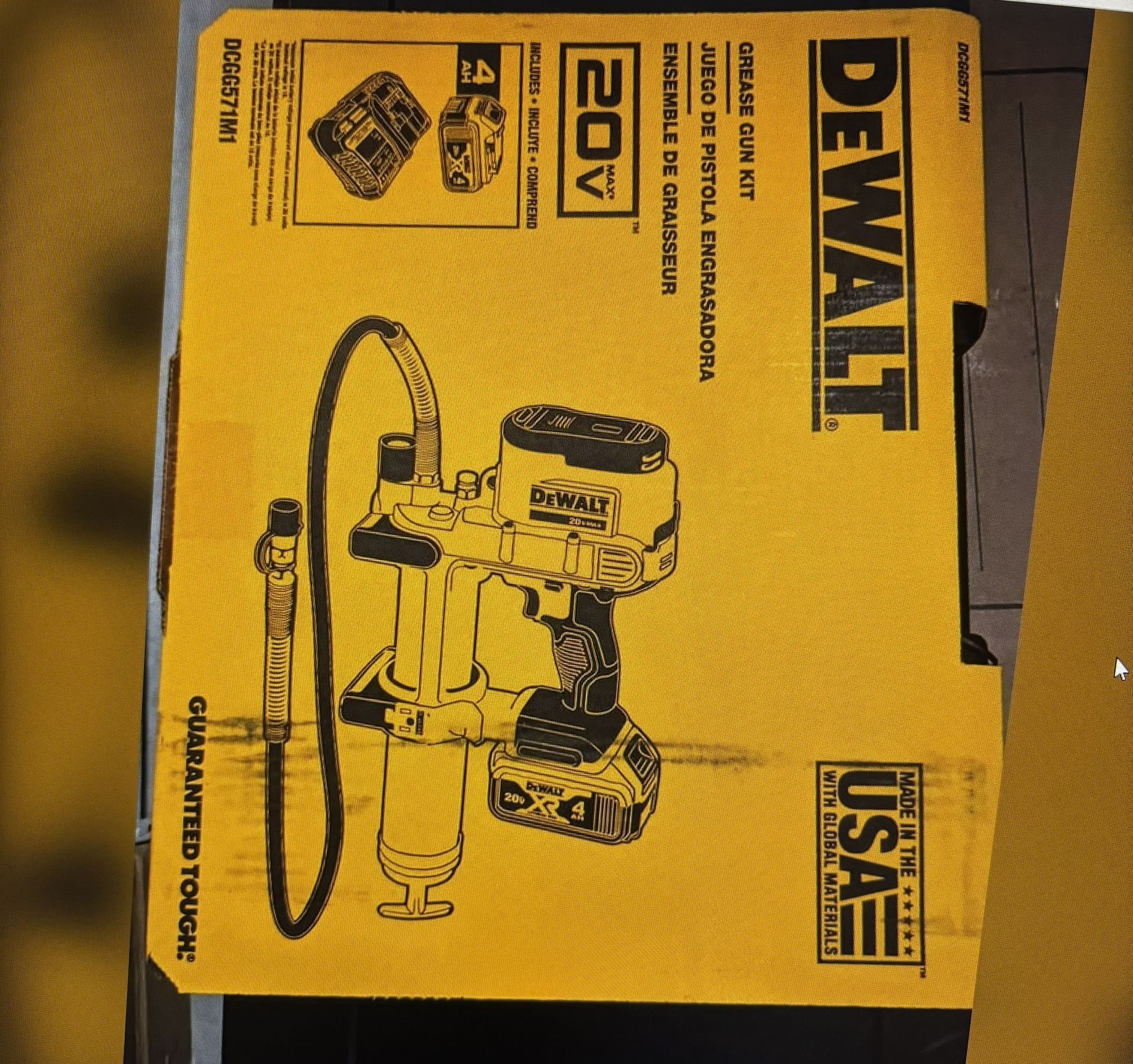 DeWalt 20V Grease Gun Kit With 4ah Battery, Charger, And Case