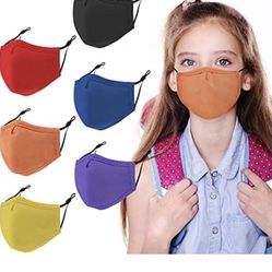 Kids Face Mask, Cloth Face Mask Muticolored for Boys and Girls, Reusable Face Masks Breathable, Children's Size-for Childcare, School, Daily use(6PCS,