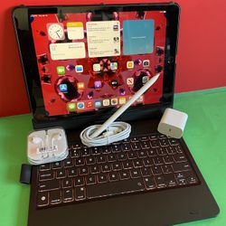 Apple IPad 9th Generation (10.2” Retina /Touch ID /IOS 18/ 2021 Model) 64GB with Pen, Keyboard  & Accessories 