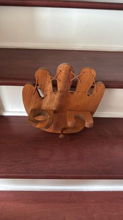 Wooden baseball wall hanger
