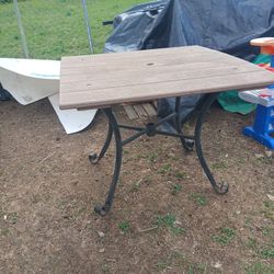 Solid Wooden Table The Base Is Wrought Iron Very Heavy Duty Bring Help To Load 