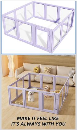 Lovetail Clear Acrylic Dog Playpen House Puppy fence 22 in 12 Panel Purple NEW INDOOR OUTDOOR Pets