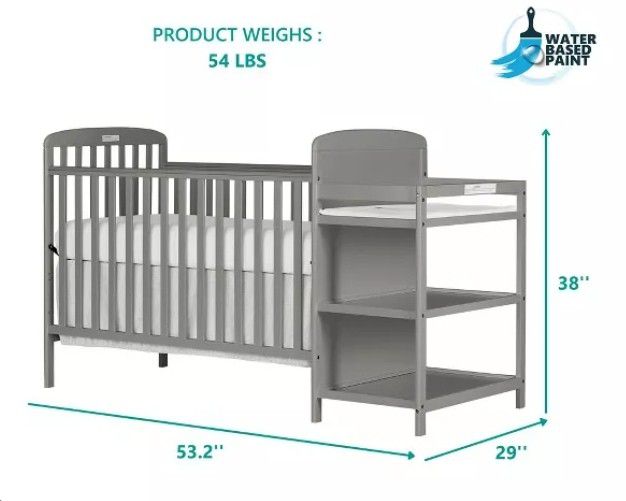 Dream On Me Anna 4 in 1 Full-Size Crib and Changing Table Combo

