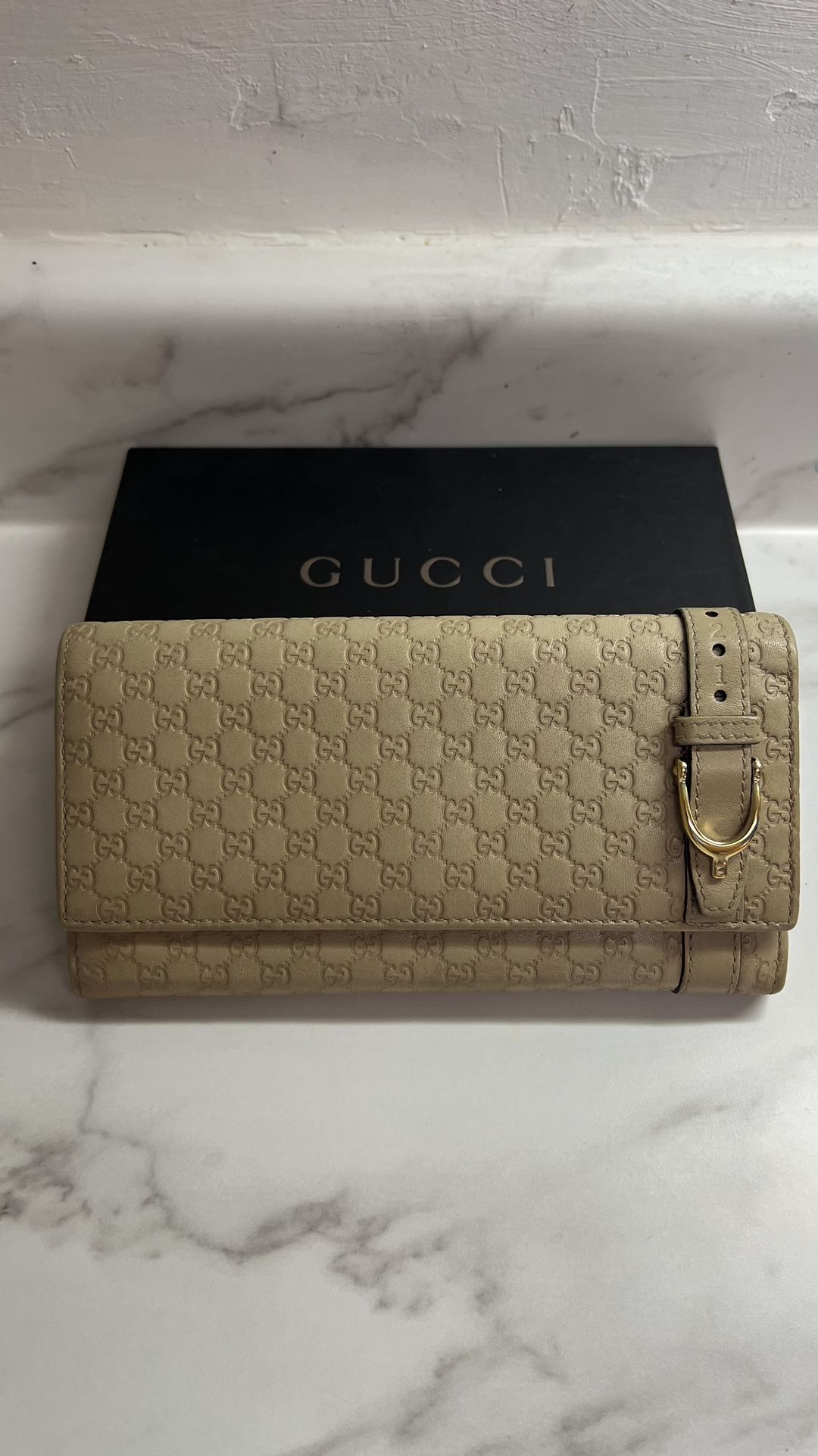 Gucci Beige Micro Guccissima Leather Continental Wallet