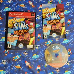 The Sims Bustin Out Sony Playstation 2 PS2 Game Disc Case Artwork Manual Complete CIB 