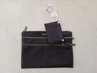 Jones New York Cellphone Charging Black Metallic Clatch 