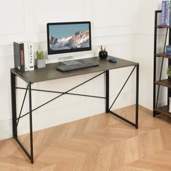 Homy Casa Harper 47.2" Wooden Folding Desk Computer Desk, Walnut