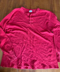 L.L. Bean Red Long Sleeve Henley Shirt