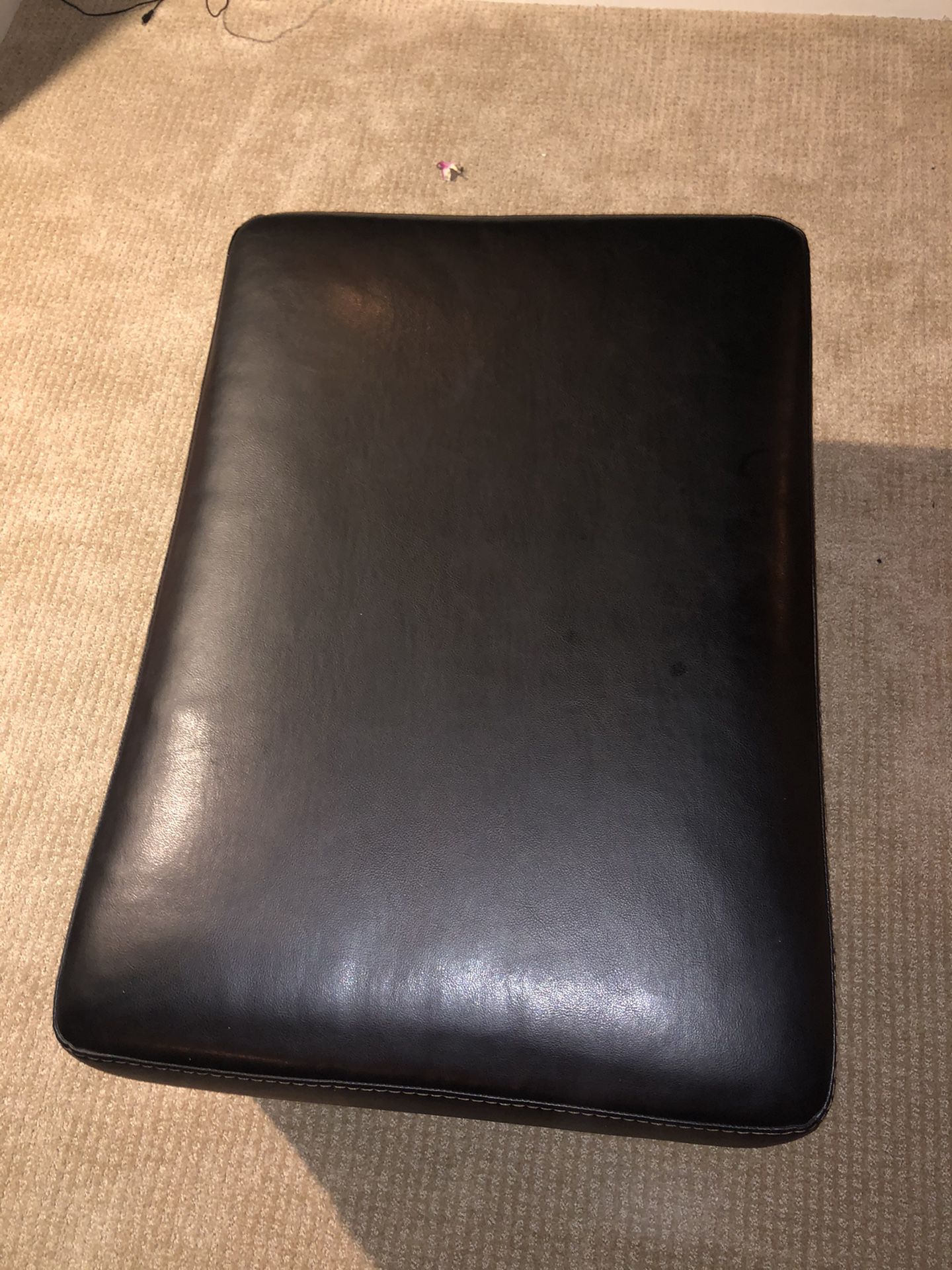 Black Leather Ottoman 34 by 23.5