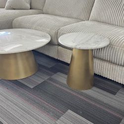 MARBLE TOP end tables - MARBLE & GOLD