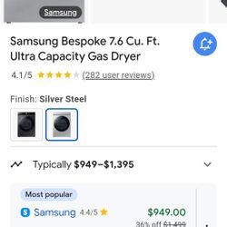 SAMSUNG  BEESPOKE GAS DRYER BRAND NEW OPEN BOX CAN DELIVER 