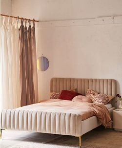 Pink Velvet Urban Outfitters Bedframe -Marcella Velvet Bedframe