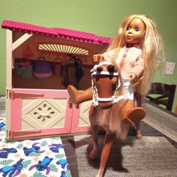 14 Inch Doll W. Horse 
