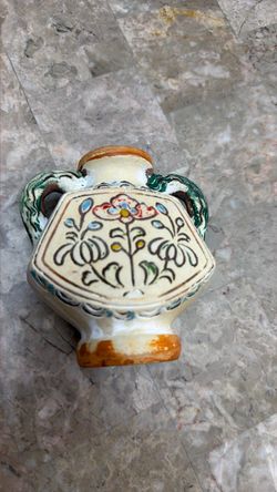 Hand-Painted Ceramic Vase with Floral Design