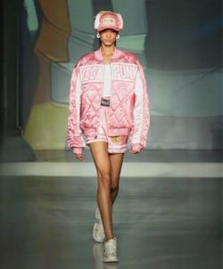 Vegan Punk Pink Quilted Satin Bomber Jacket
