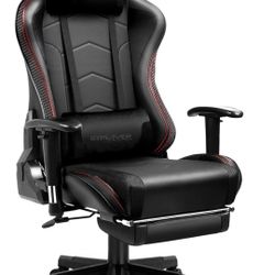 GTPLAYER Gaming Chair with Footrest Speakers Video Game Chair Bluetooth Music Heavy Duty Ergonomic Computer Office Desk Chair Red