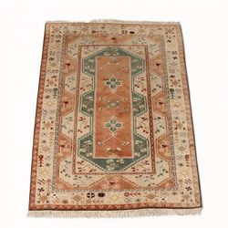 Vintage Turkish Anatolian Hand-Knotted Wool Rug w/ Tribal Geometric Motifs, c.1960's - Delivery Available