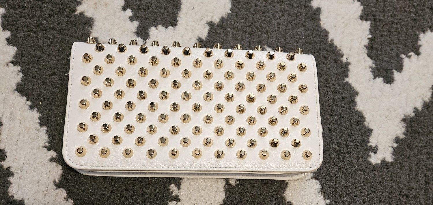 White With Gold Studs Forever21 Crossbody Bag