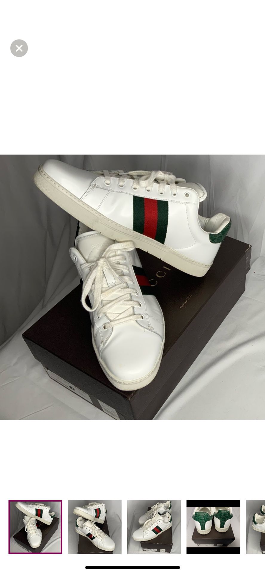 Pre-owned 100% Authentic Mens Gucci Ace Leather Low Top Sneakers US Shoe Size 10 - MADE IN ITALY
