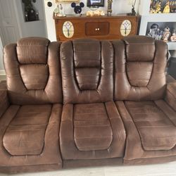 Brown Power Reclining Sofa