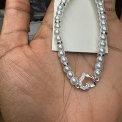 WOMENS PEARL & DIAMOND BRACELET 