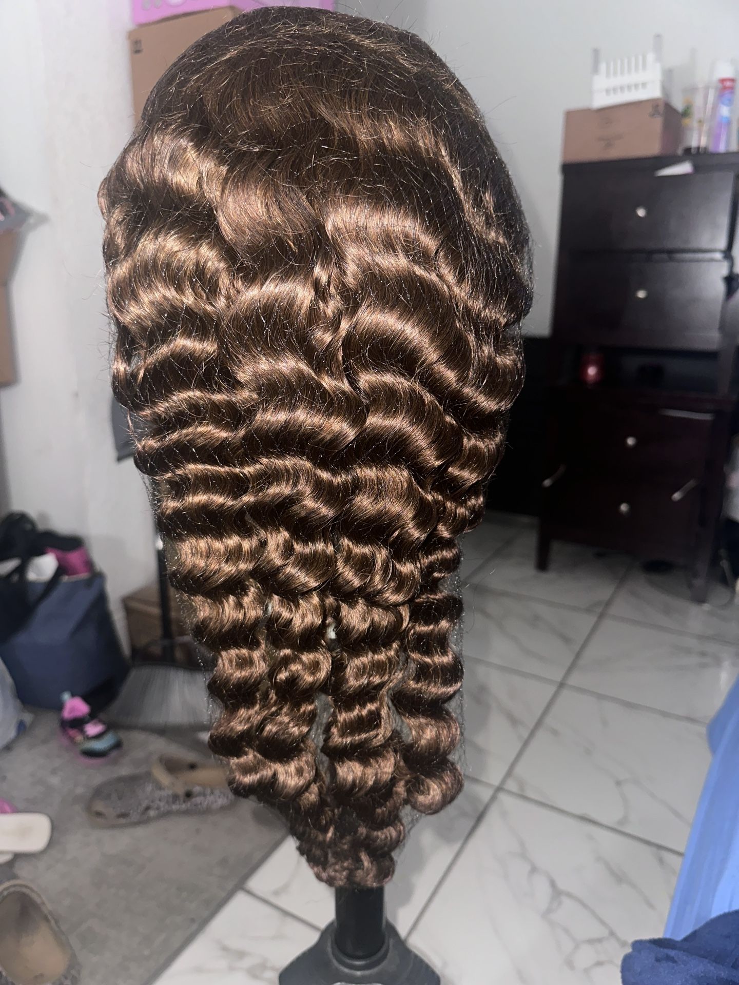 Chocolate Brown Hair 200 Density 13x6 HD Lace Frontal Wigs Wet and Wavy Curly Brown Color Human Hair Glueless Wig For Women Pre Plucked