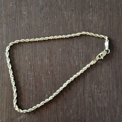 10K Solid Diamond Cut Gold Rope Bracelet – 7"