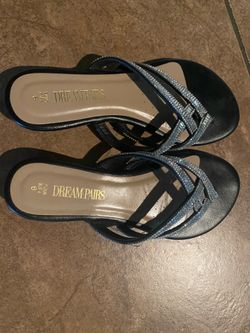 Dream Pairs Black Slide Sandals with Rhinestone Straps