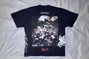 Darc Sport Echoes of Valhalla Side By Side Oversized Tee Black Mens L Wolves Gym