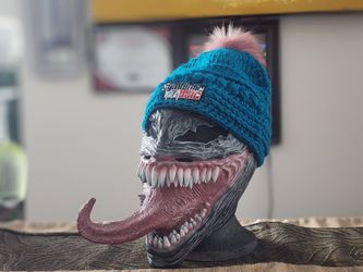 TURQUOISE KNITTED COTTON SYMBIOTIC MUSIC  BEANIE 