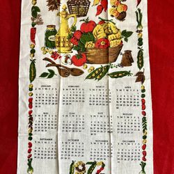 VINTAGE - NEW - LINEN  CALENDAR 1972 FRUIT BOWL  KITCHEN TEA TOWEL  - 15"W x 28"H ‼️ See MORE Collection Here ‼️ 