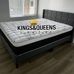 NEW QUEEN BED FRAME WITH MATTRESS