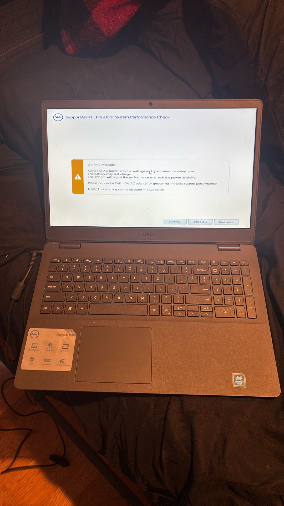 DELL Laptop With A Warning Message
