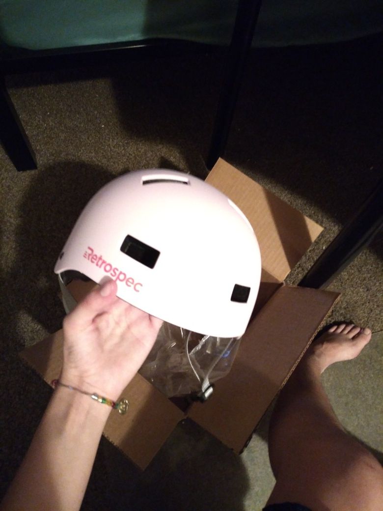 Pink children bike helmet