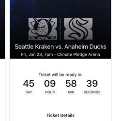 Selling Krakens Ticket For 1/23/26