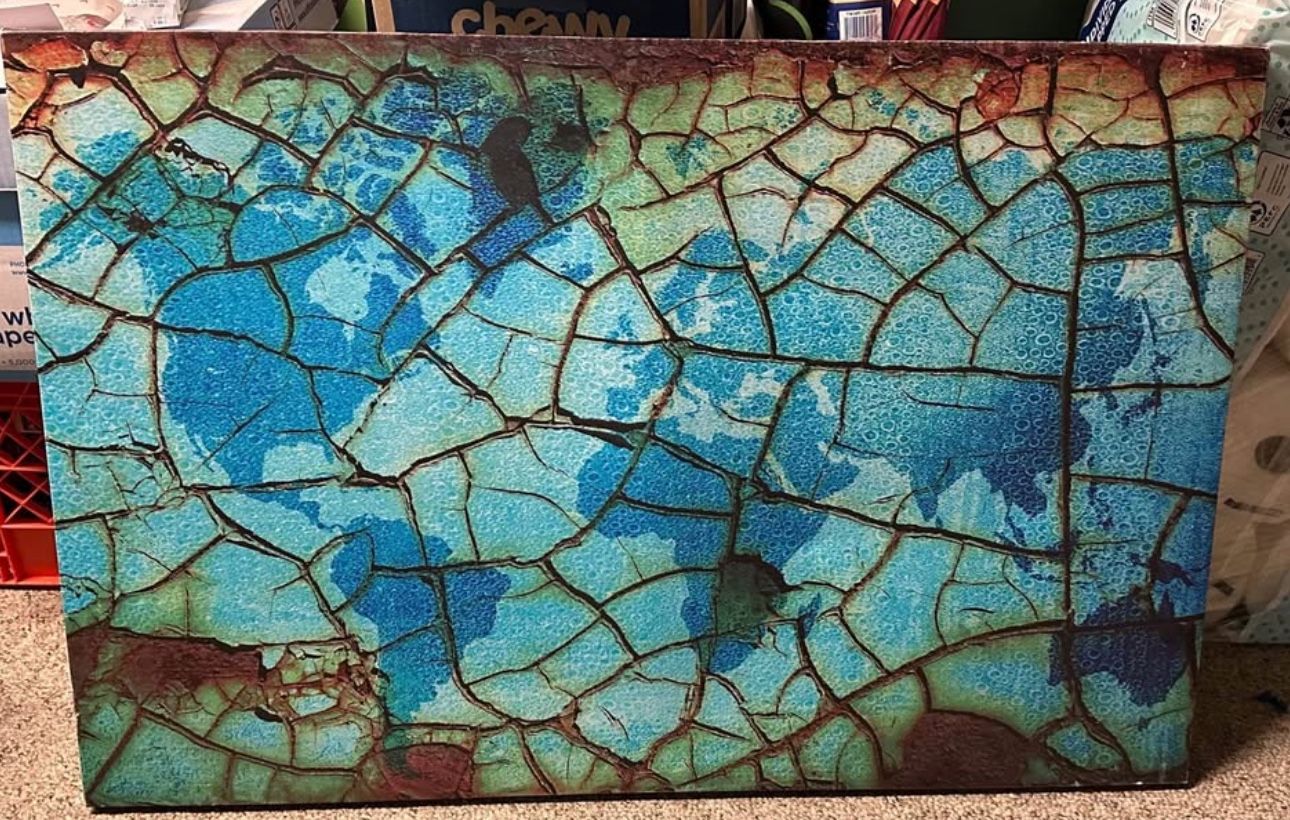 World Map with cracked overlay