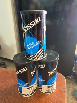 3 cans 2 blue hand balls.