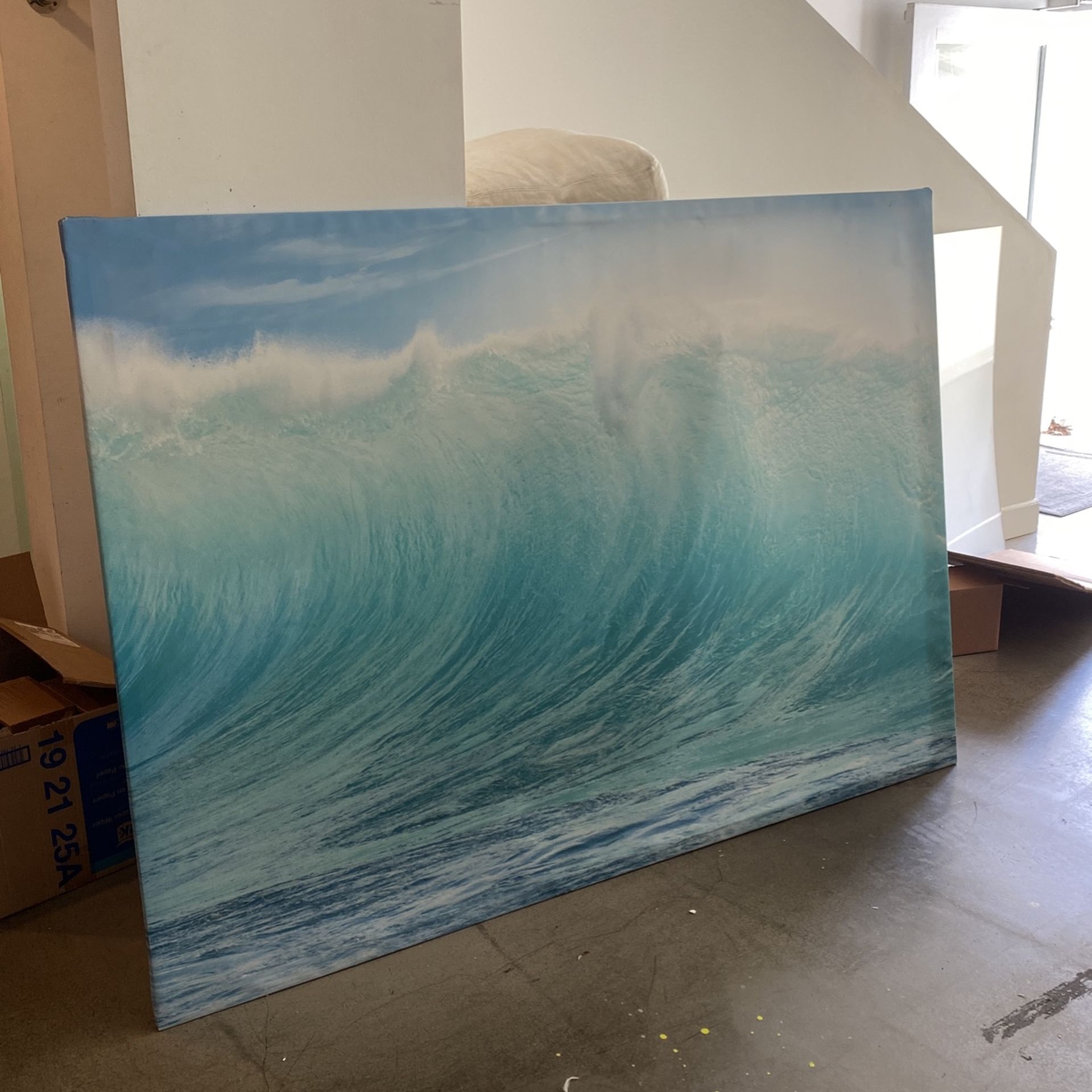 6ft X 4ft Wave Picture Canvas Stretched On Metal