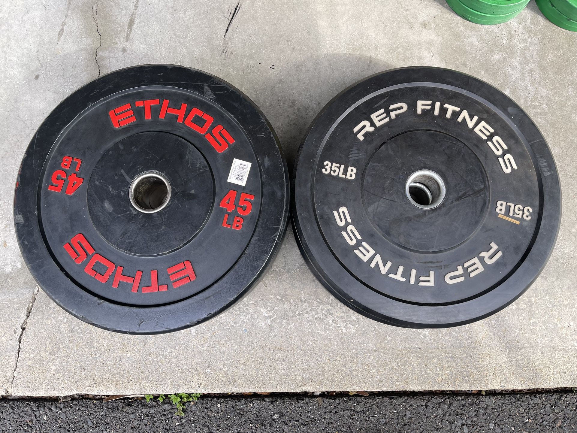 160LBs High End Bumper Plates Ethos 45LB + REP 35LB Pairs Home Gym CrossFit