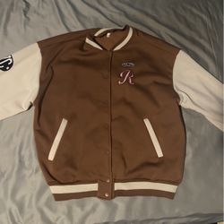 Brown white Varsity Jacket 