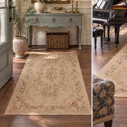Vintage Handcrafted, Handmade French Rug, Carpet, Tapestry, Gorgeous, Granny, Collectible, Coal Cottage Farmhouse, Romantic Decor