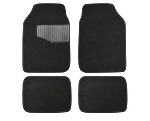 Amazon Basics Universal Fit Anti-Slip Carpet Floor Mats, Full Set for Car, SUV, Van & Truck, 4 count, Black, 25"L x 17.5"W (Front), 13"L × 17.5"W (Rea