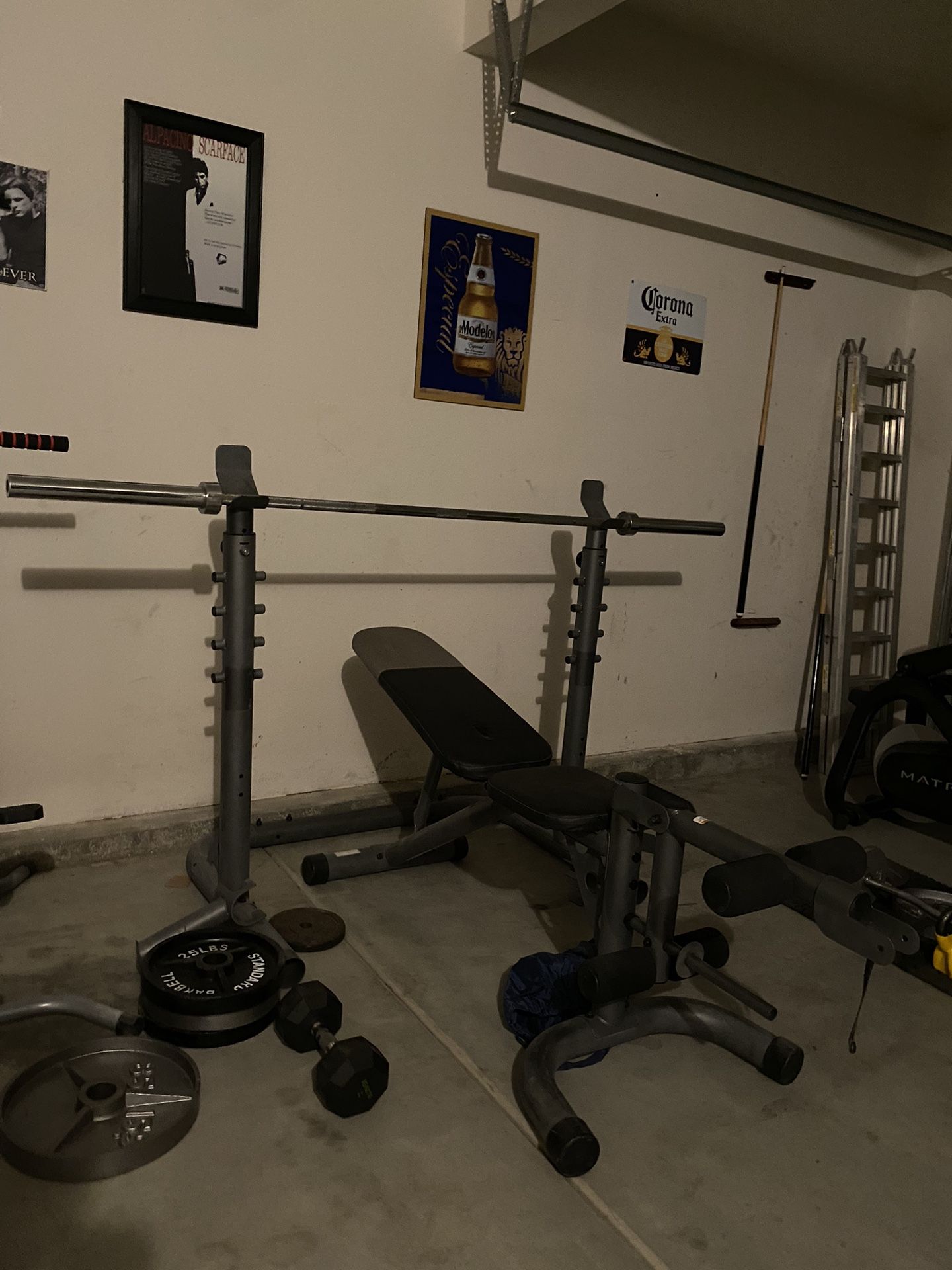 Bench Press With Weights And Bar !!!  Good Condition  For Barter Or Trade For Trailer 