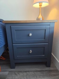 Blue Solid Wood 2-Drawer Bedside Tables (2)